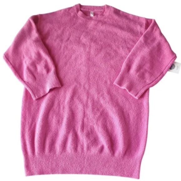 Pink Oversized Casual Soft Sweater Dress Women’s  Cozy Long Sleeve Anthropologie - Picture 2 of 8